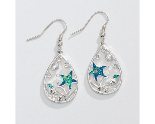Blue Glitter Teardrops - Earrings - Mellow Monkey