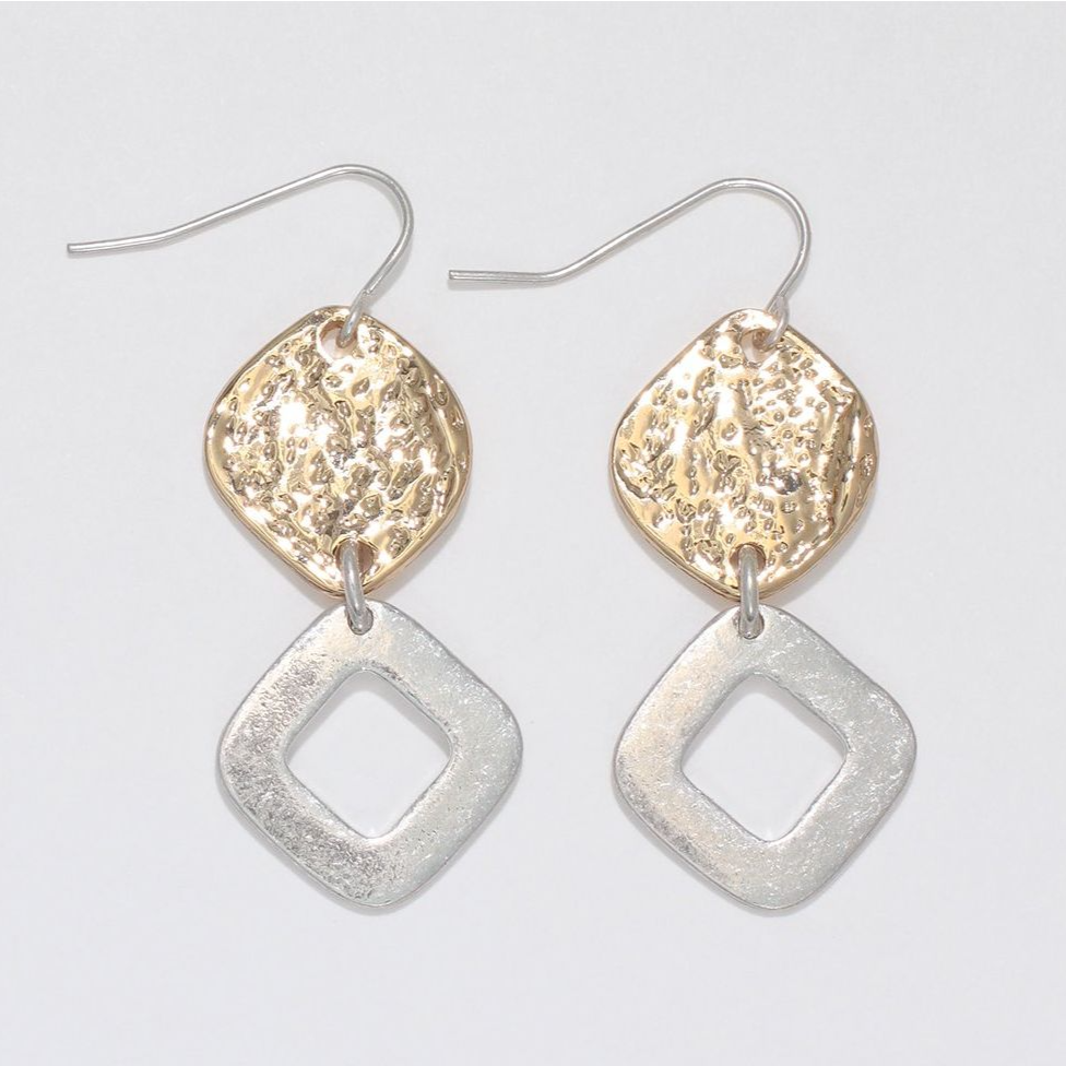 Two-Tone Textured Shape Earrings - Mellow Monkey