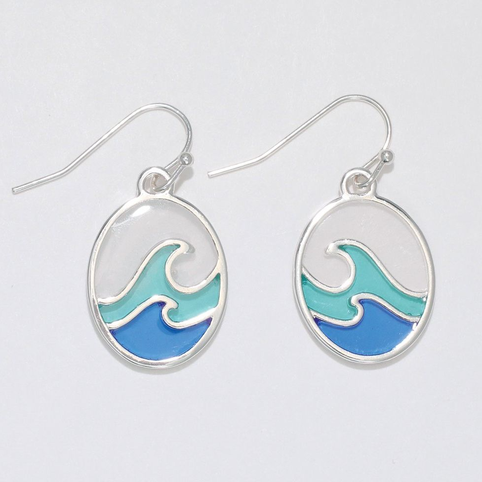 Shades of Blue Resin Wave Earrings - Mellow Monkey