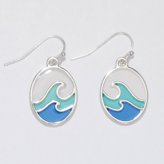 Shades of Blue Resin Wave Earrings - Mellow Monkey