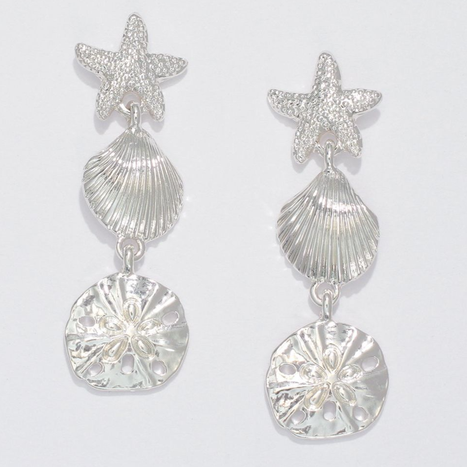 Sealife Silver Drop Earrings - Mellow Monkey