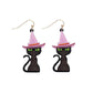 Purrrrrrple Hat Black Cat Earrings - Mellow Monkey