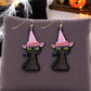 Purrrrrrple Hat Black Cat Earrings - Mellow Monkey