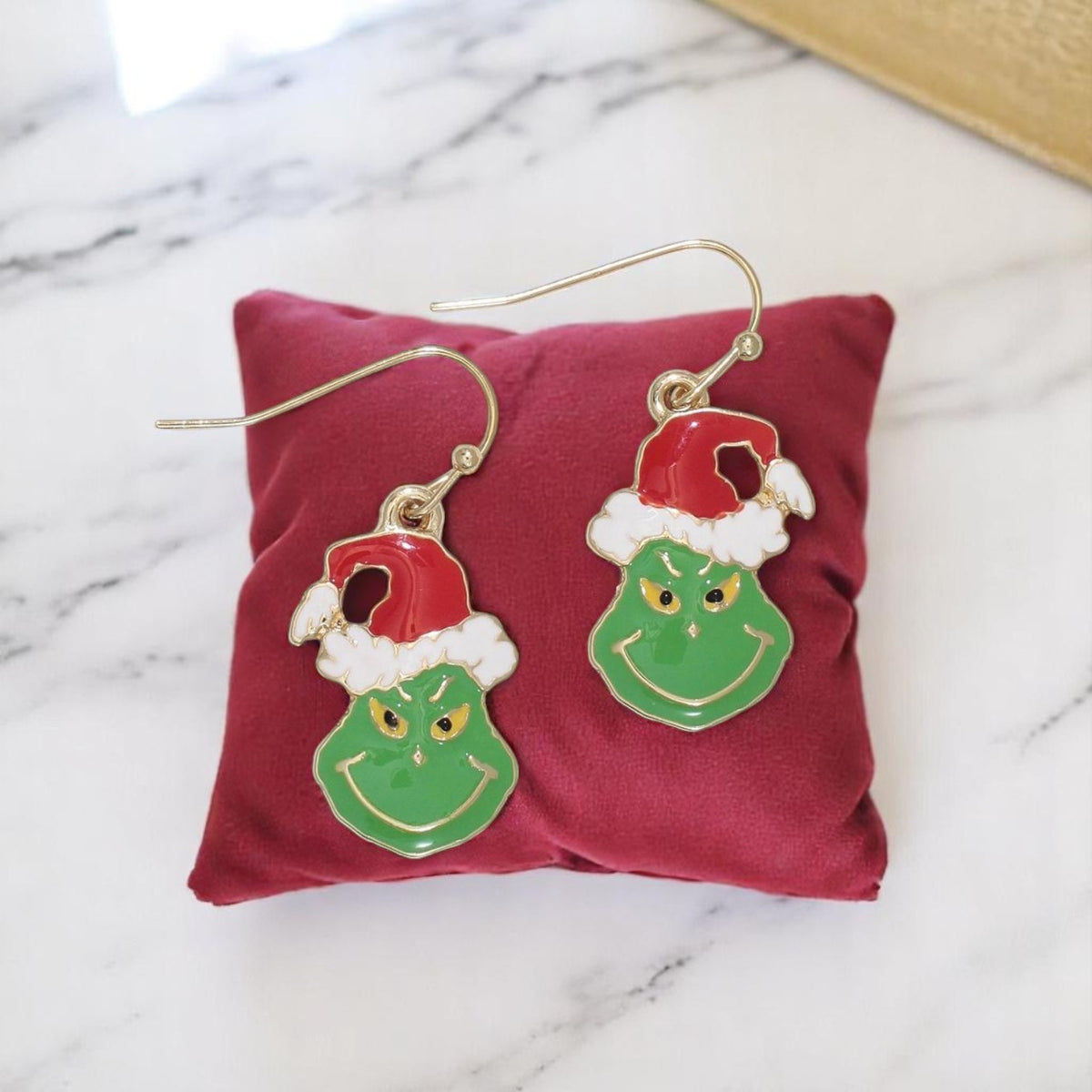 Enamel Christmas Grinch Earrings - Mellow Monkey