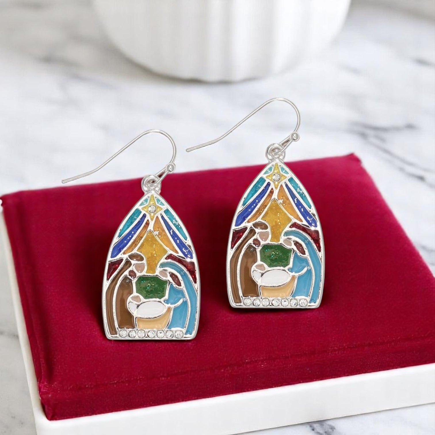 Stained Glass Nativity Earrings - Mellow Monkey