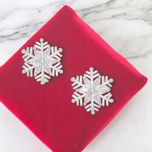 Silver Snowflake with Crystal Earrings - Mellow Monkey