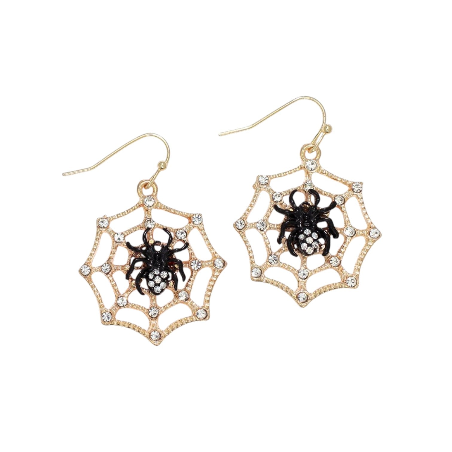 Gold Webs with Spiders Earrings - Mellow Monkey