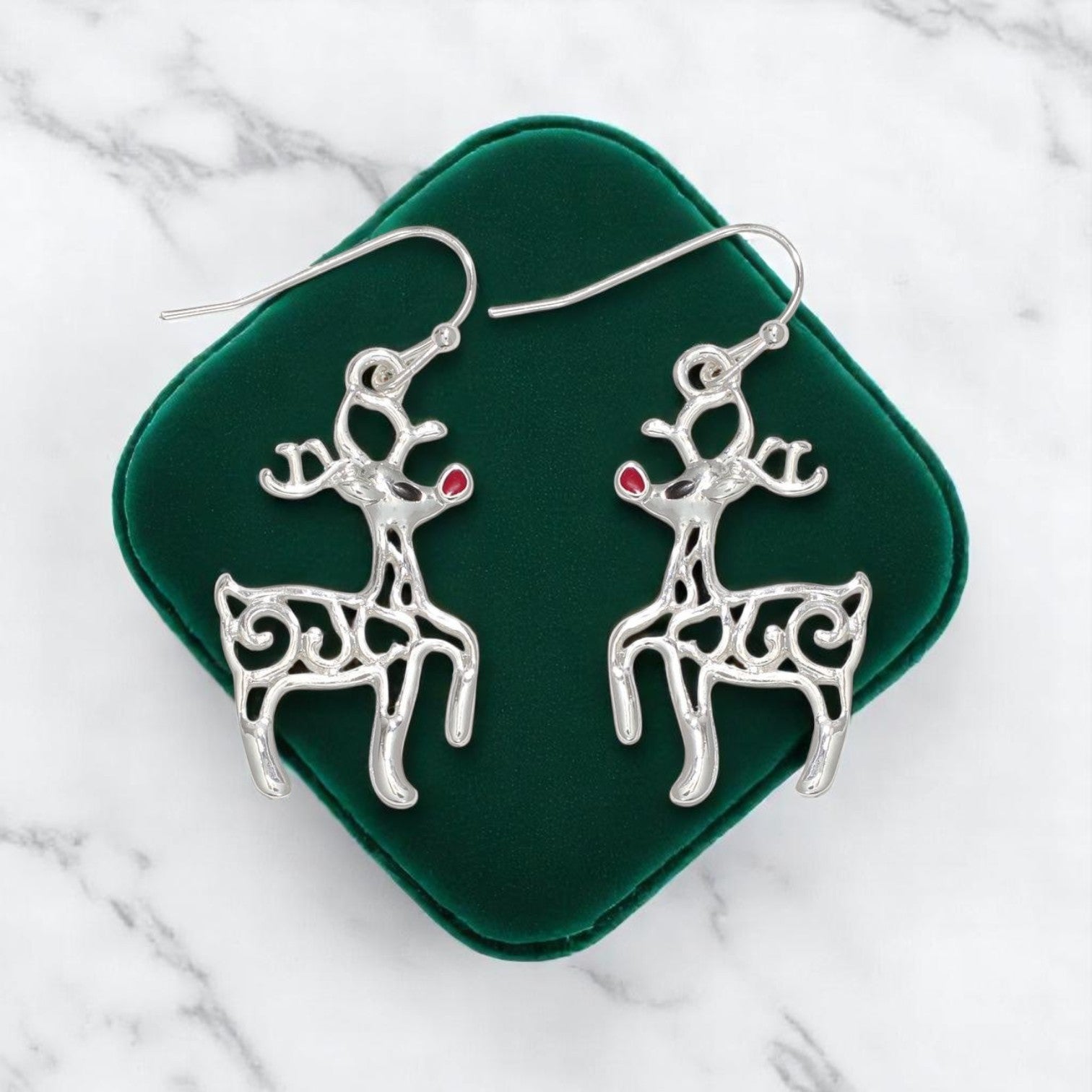 Silver Prancing Rudolph Earrings - Mellow Monkey