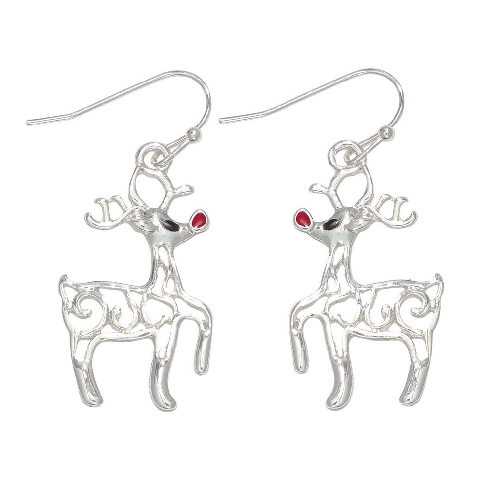 Silver Prancing Rudolph Earrings - Mellow Monkey