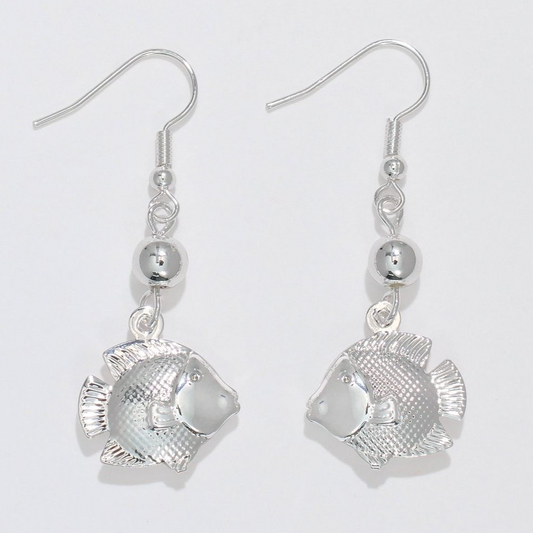 Silver Fish Earrings with Beads - Mellow Monkey