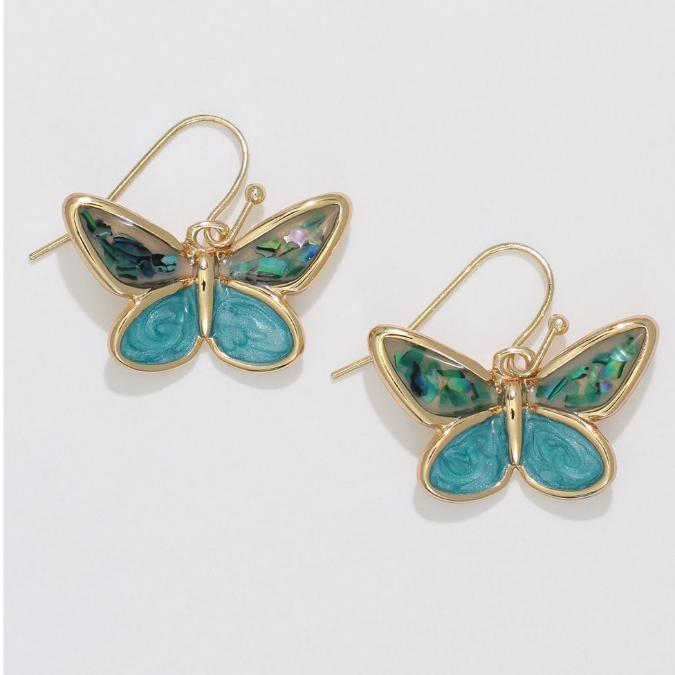 Turquoise Butterflies with Abalone Earrings - Mellow Monkey