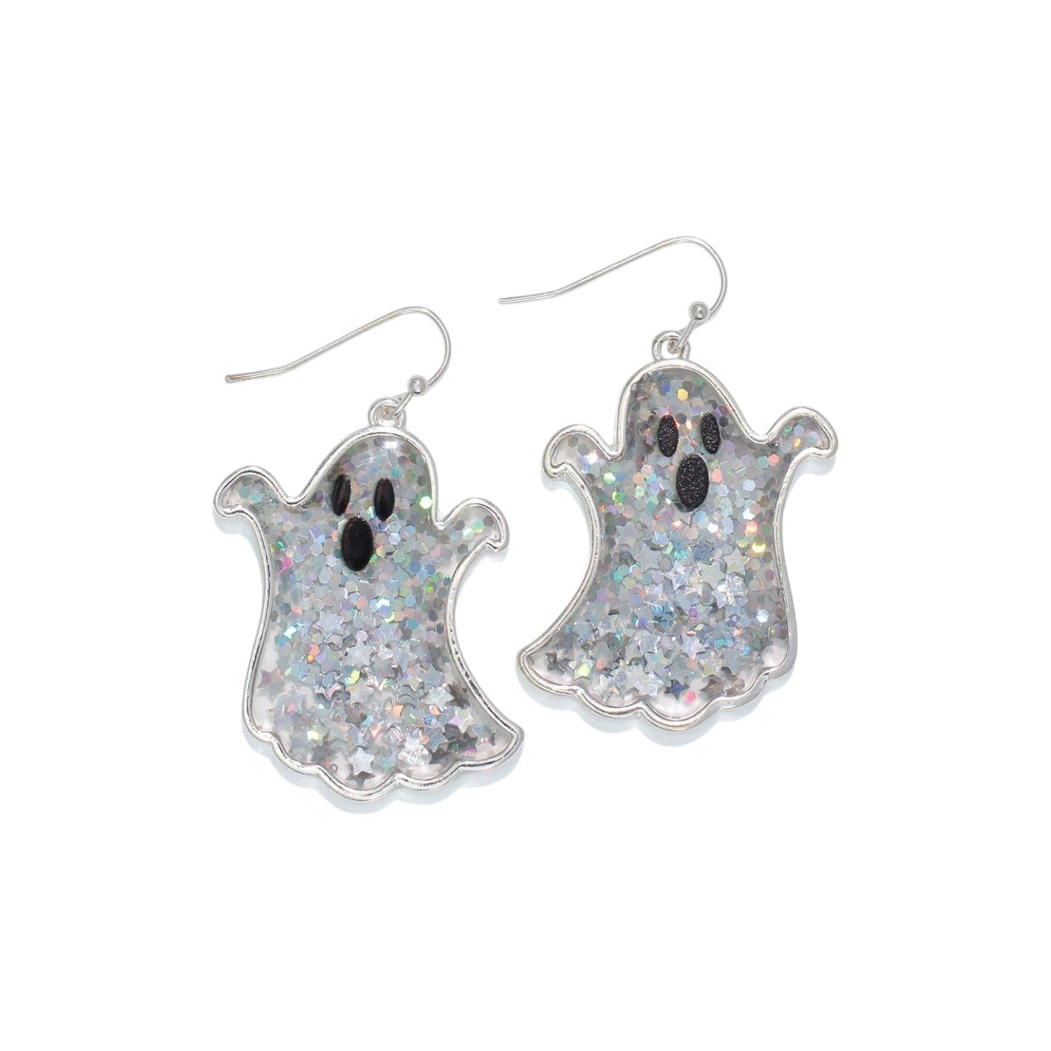 Silver Glitter Ghosts Earrings - Mellow Monkey