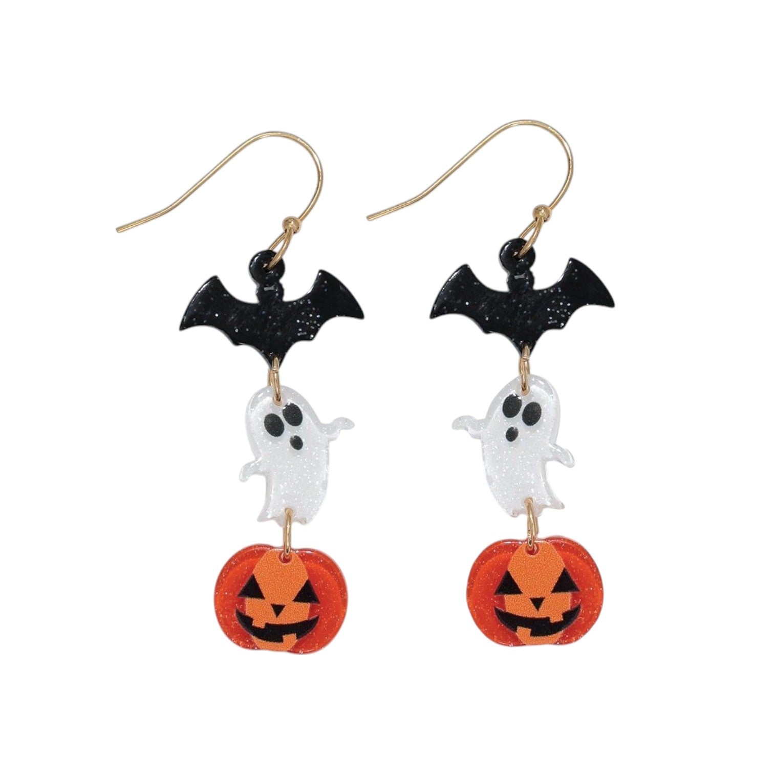 Bat Ghost Pumpkin Dangle Earrings - Mellow Monkey