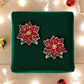 Crystal and Glitter Poinsettia Earrings - Mellow Monkey
