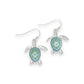 Silver & Mint Turtle With Crystals - Earrings