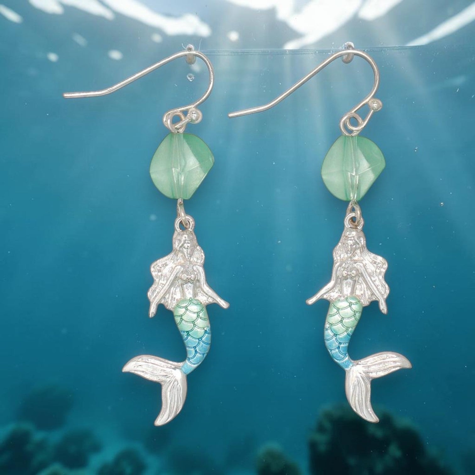 Silver & Turquoise Mermaid - Earrings - Mellow Monkey