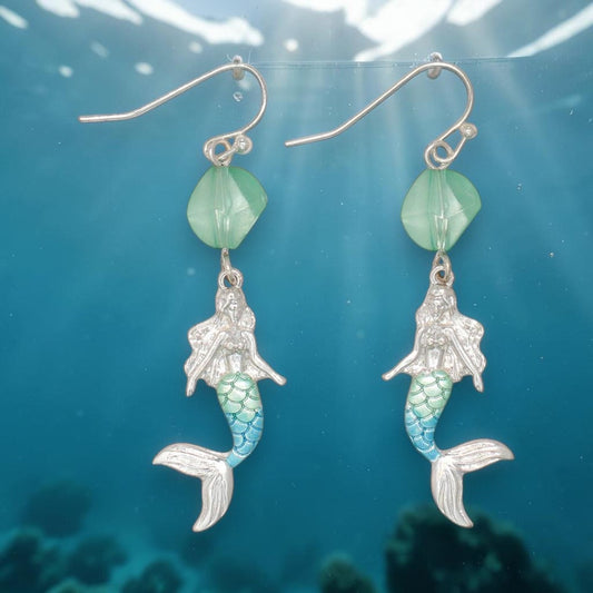 Silver & Turquoise Mermaid - Earrings - Mellow Monkey
