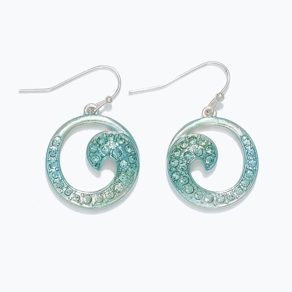 Aqua Metallic Open Waves - Earrings - Mellow Monkey