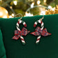 Candy Cane with Plaid Bow Earrings - Mellow Monkey