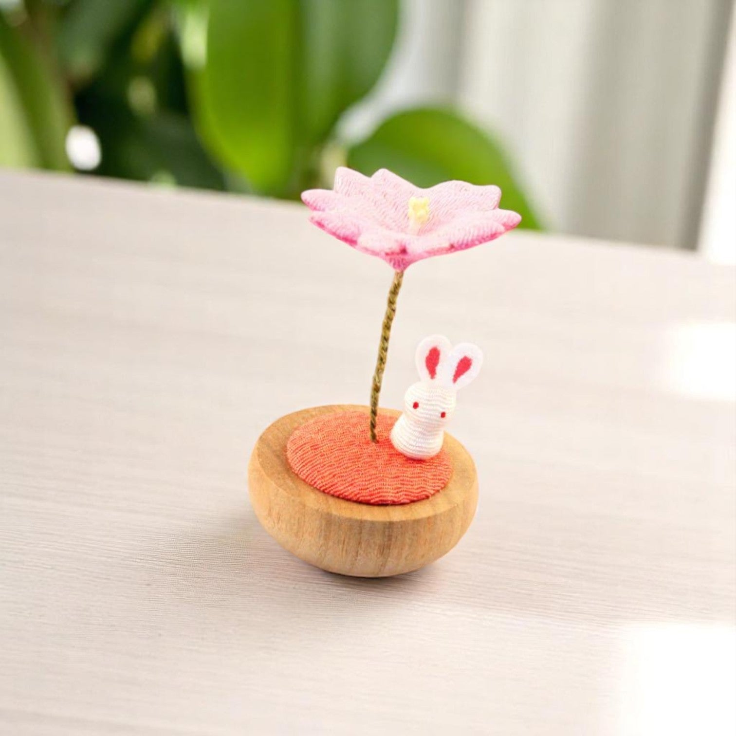 Yurayura Sakura Rabbit with Pink Flower - 2.75-in - Mellow Monkey