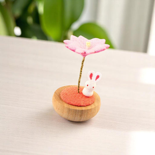Yurayura Sakura Rabbit with Pink Flower - 2.75-in - Mellow Monkey