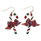 Candy Cane with Plaid Bow Earrings - Mellow Monkey