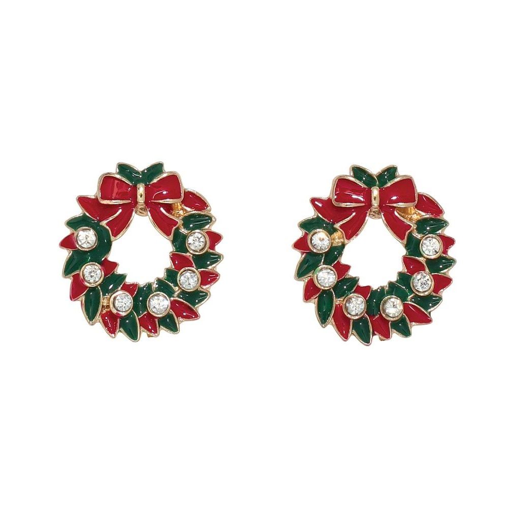 Christmas Wreath with Crystal Earrings - Mellow Monkey