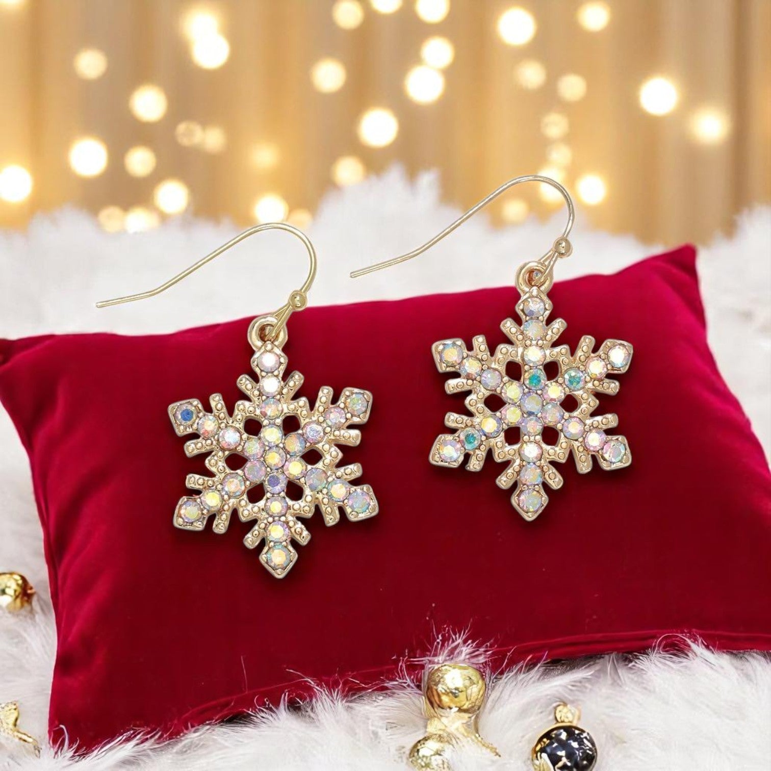 Gold Snowflake Abalone Crystals Earrings - Mellow Monkey