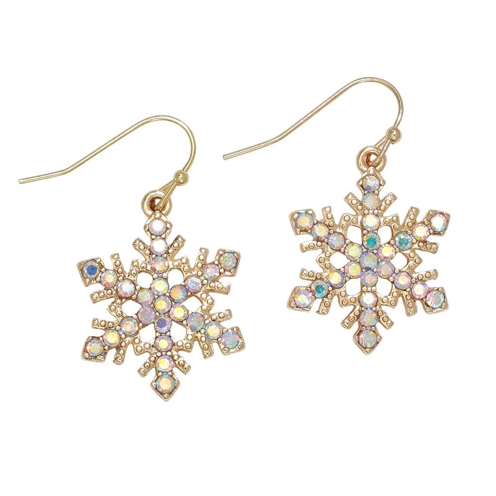 Gold Snowflake Abalone Crystals Earrings - Mellow Monkey