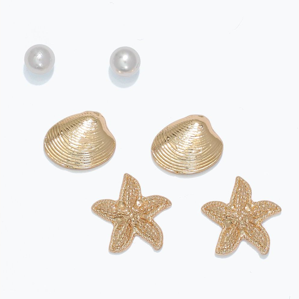 Pearl, Clam, And Starfish Trio - Earrings - Mellow Monkey