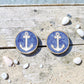 Blue & White Anchor Posts - Earrings - Mellow Monkey