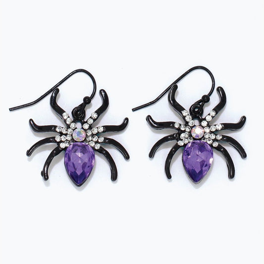 Earrings - Purple Sparkle Spiders - Mellow Monkey