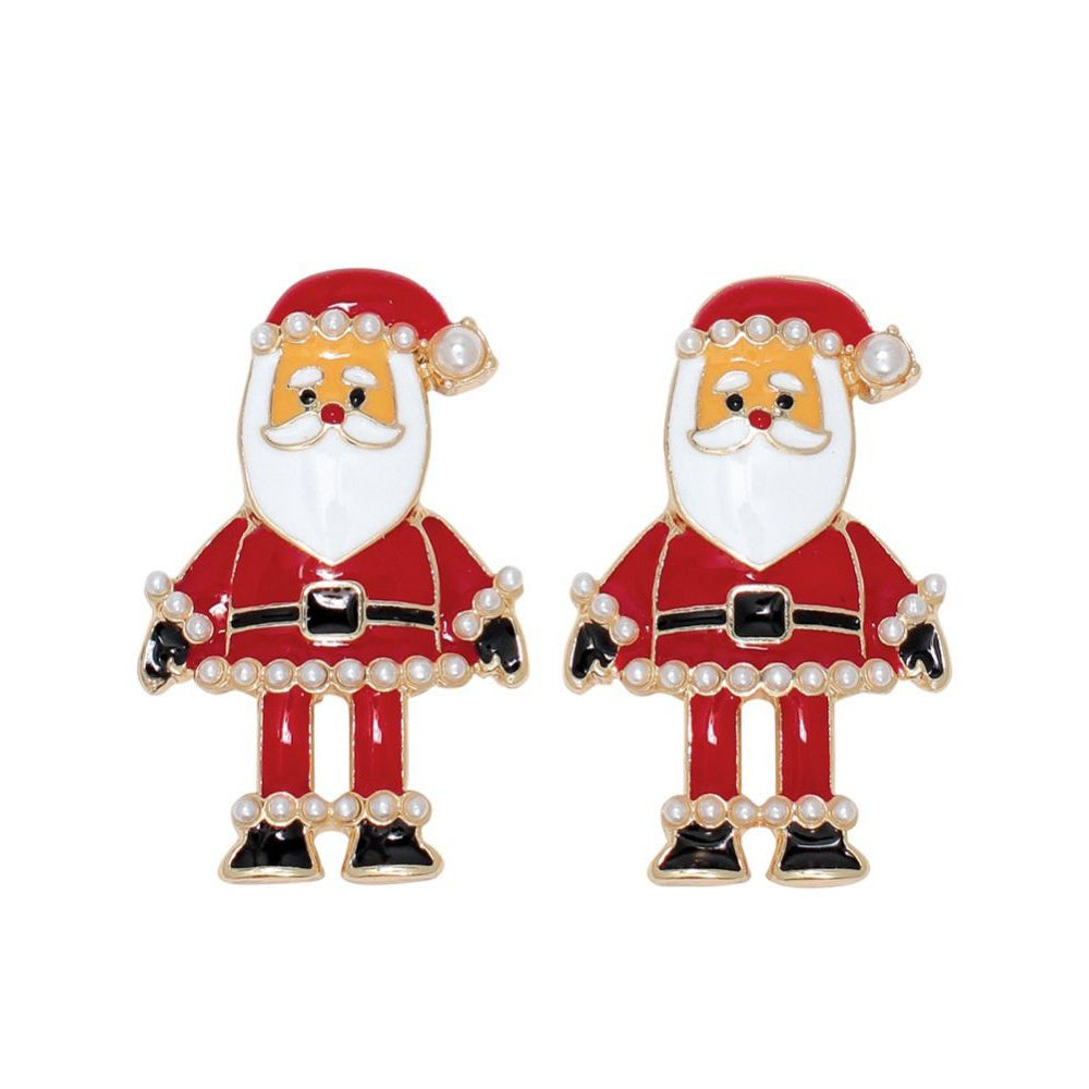 Earrings - Jolly Santa with Pearls - Mellow Monkey
