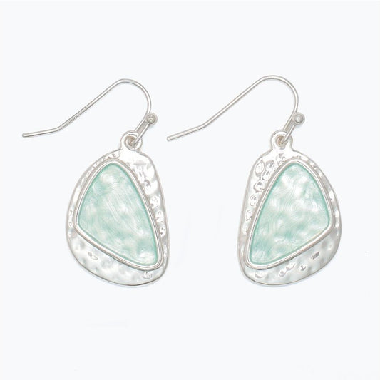 Mint With Hammered Silver - Earrings - Mellow Monkey