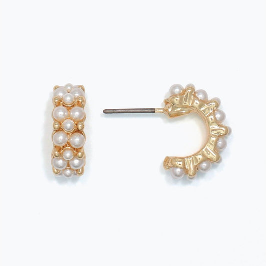 Gold Hoop With Pearls - Earrings - Mellow Monkey