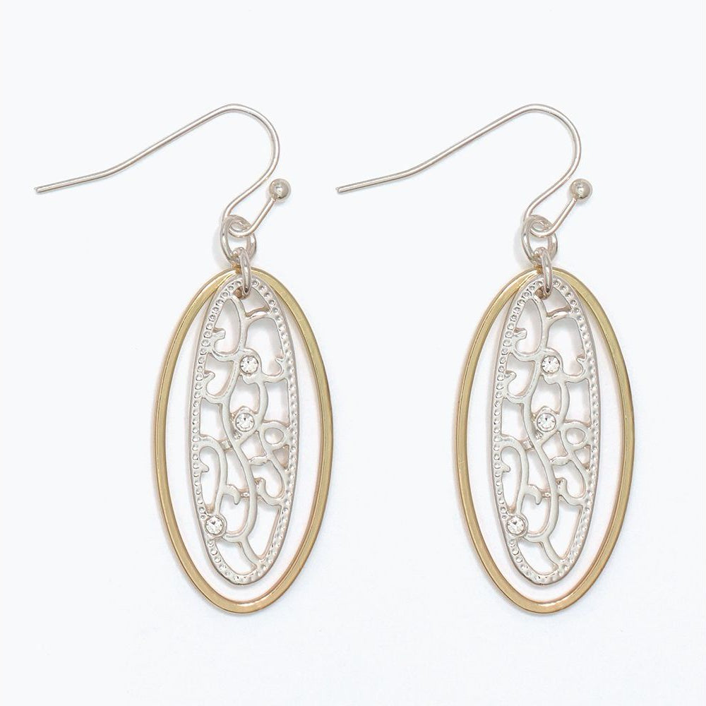 TwoTone Ornate Drop - Earrings - Mellow Monkey