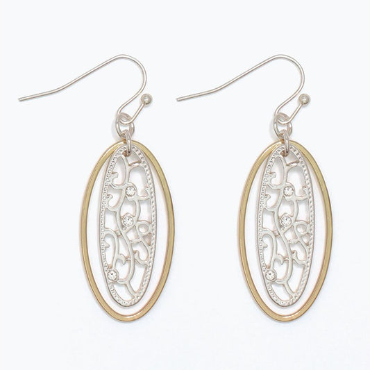 TwoTone Ornate Drop - Earrings - Mellow Monkey