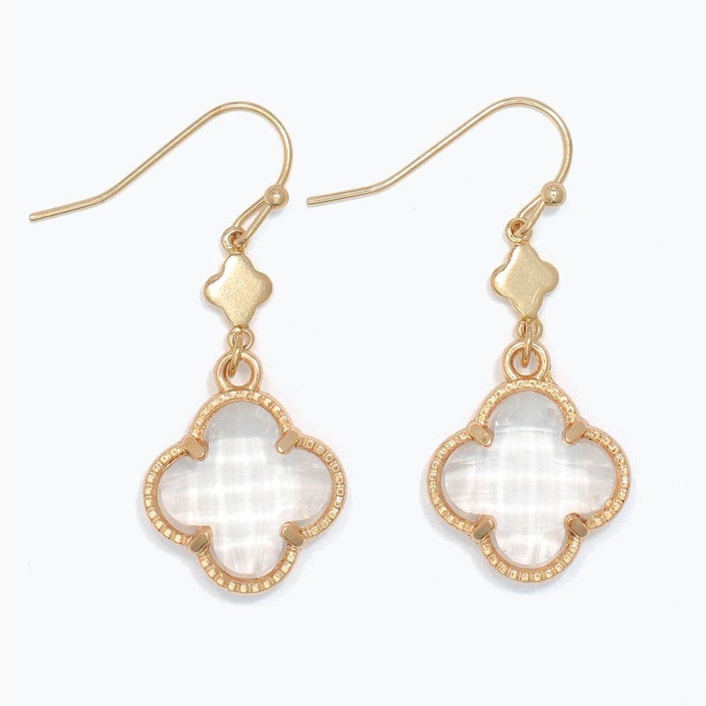 Gold Crystal Clover Drop - Earrings - Mellow Monkey