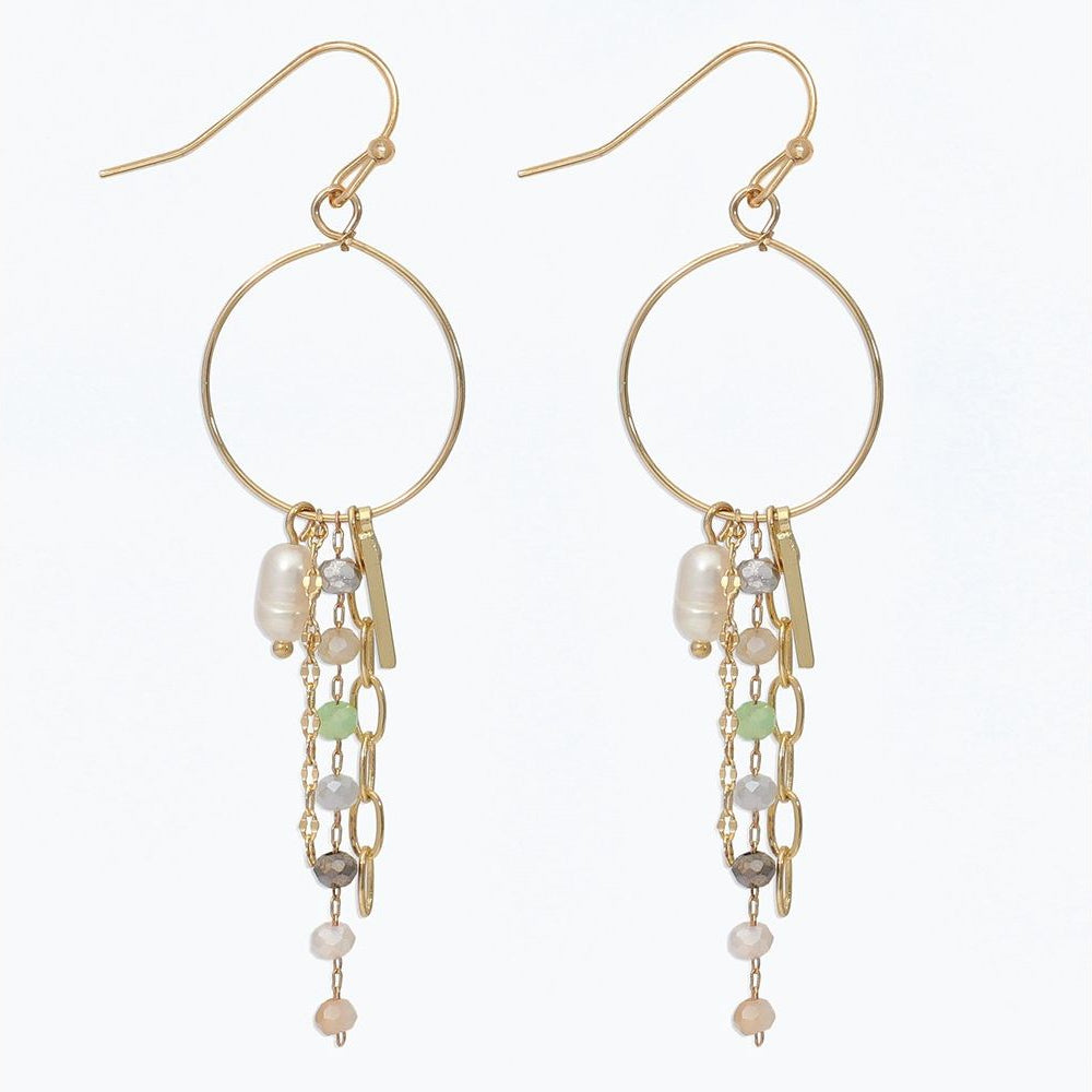 Gold And Mint Bead Dangle - Earrings - Mellow Monkey