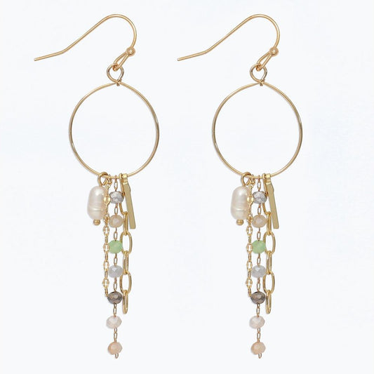 Gold And Mint Bead Dangle - Earrings - Mellow Monkey