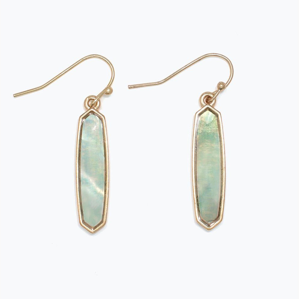 Gold Drop With Mint Inlay - Earrings - Mellow Monkey