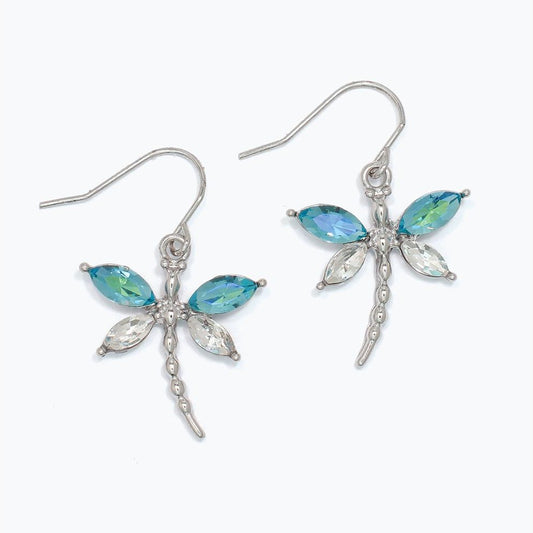 Blue and Clear Dragonflies - Earrings - Mellow Monkey