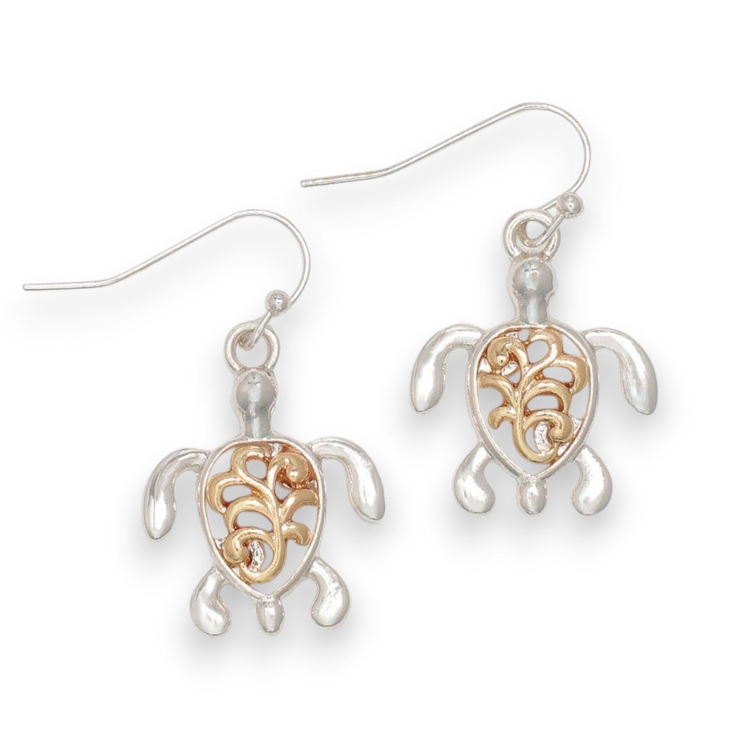 Two Tone Turtle With Swirls - Earrings - Mellow Monkey