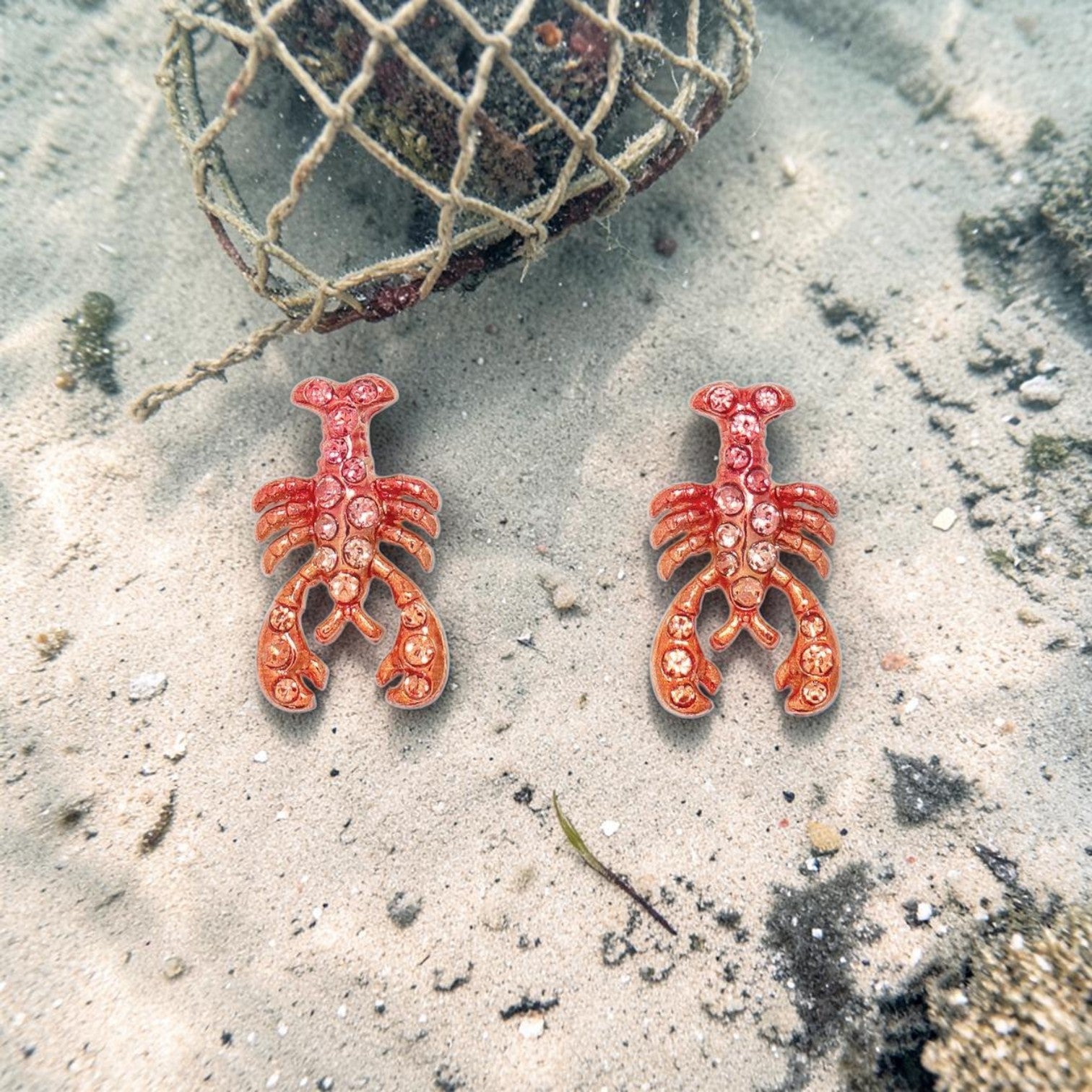 Red Lobsters With Crystals - Earrings - Mellow Monkey
