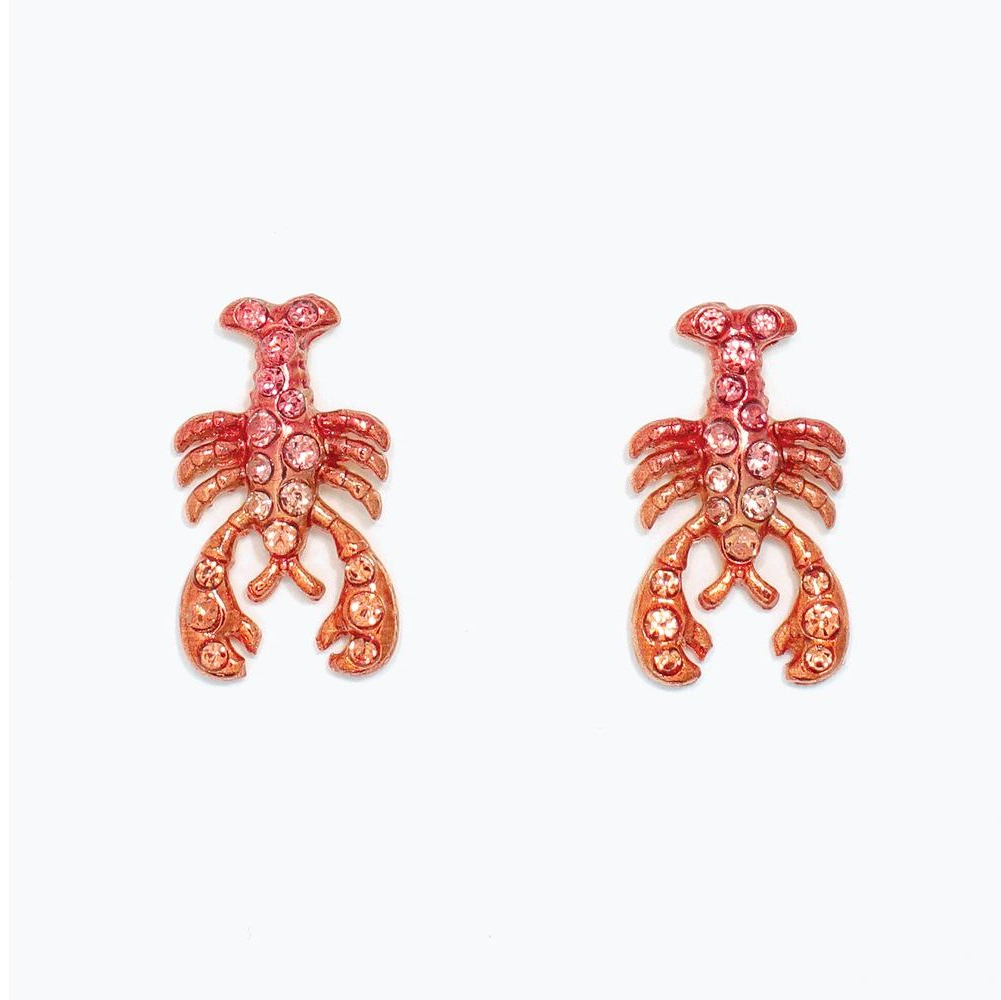 Red Lobsters With Crystals - Earrings - Mellow Monkey