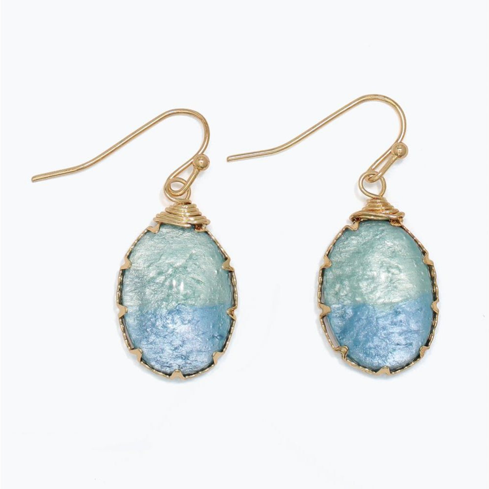 Ocean Blue Drops in Gold - Earrings - Mellow Monkey