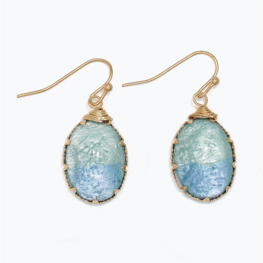 Ocean Blue Drops in Gold - Earrings - Mellow Monkey