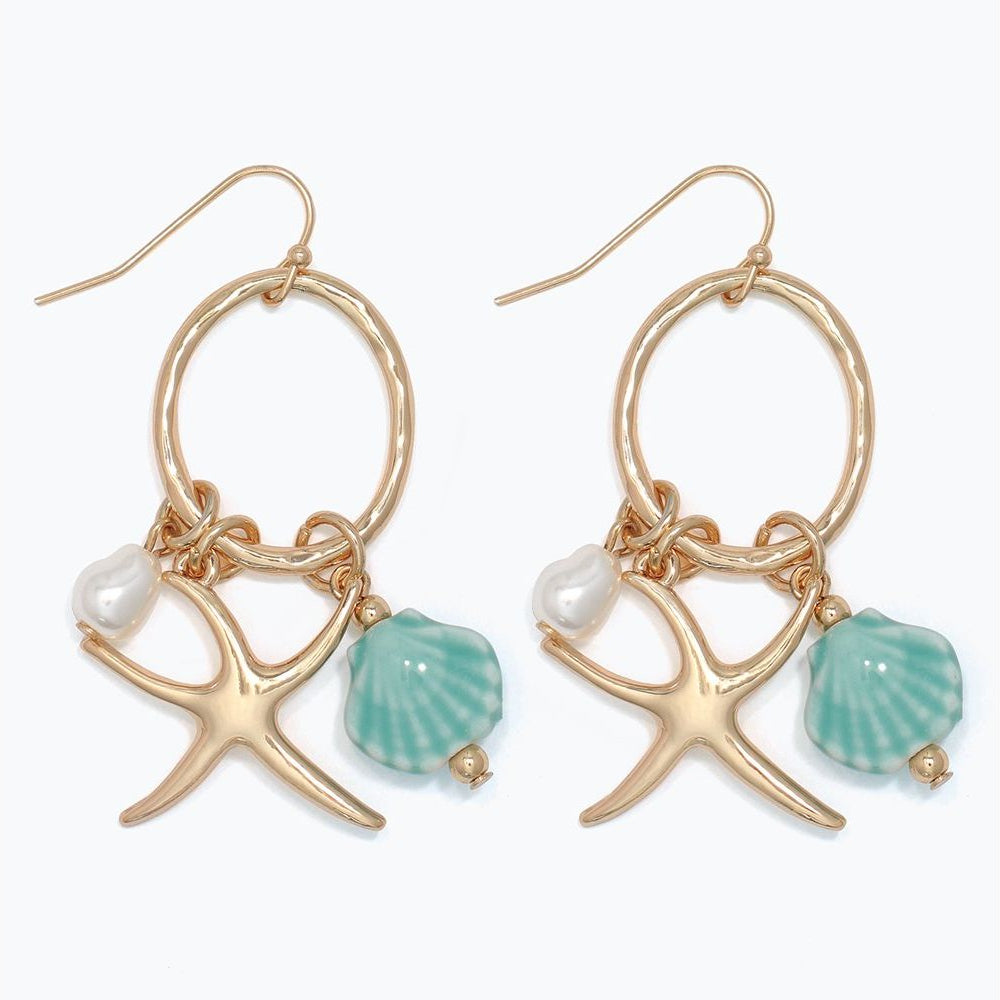 Gold And Mint Sealife Drop - Earrings - Mellow Monkey