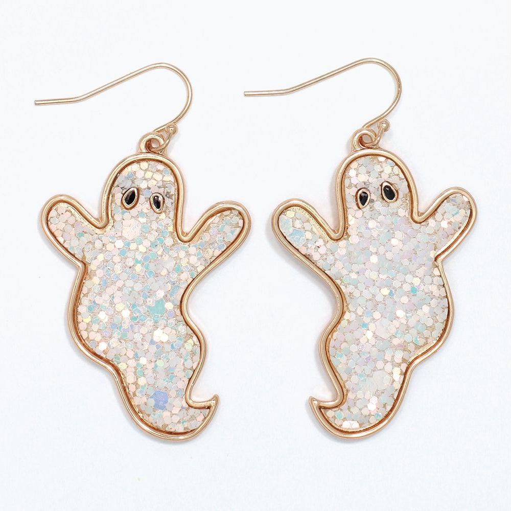 Earrings - Glittery White Ghosts - Mellow Monkey
