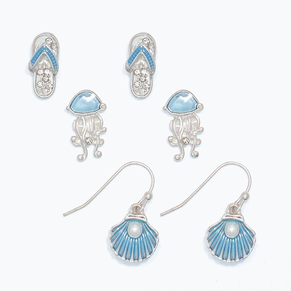 Ocean Blue Sea Life Trio - Earrings - Mellow Monkey